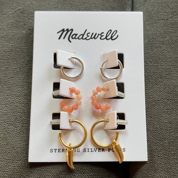Madewell Jewelry - Madewell Beaded Huggie Hoop Earring Set of 3